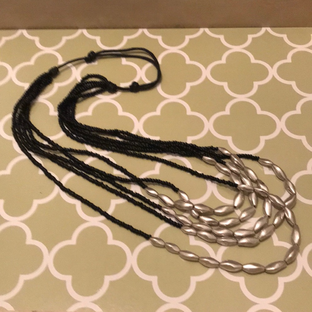 J Jill long black and silver bead necklace